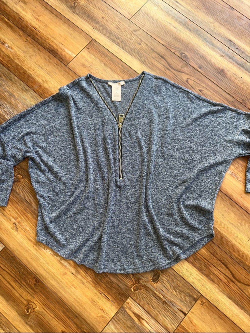 Philosophy heather grayish-navy  Zip-Front Top